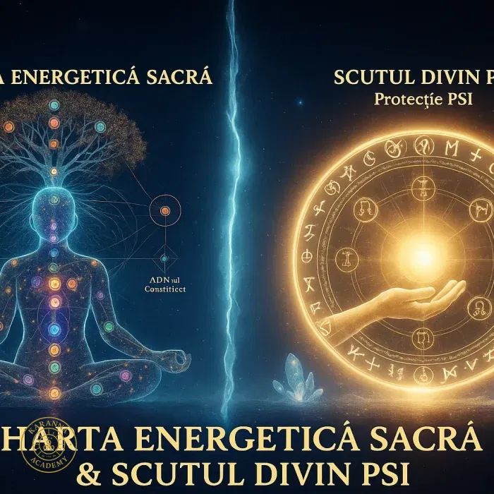 HARTA ENERGETICĂ SACRĂ & SCUTUL DIVIN PSI, Curs Human Design, Protecție PSI, autocunoaștere energetică, scut energetic, protecție vibrațională, reconectare divină, curățare energetică, dezvoltare spirituală, Human Design România, Karanna Academy